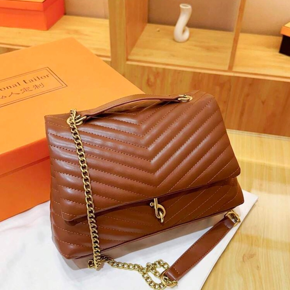 SHEIN Brown Chevron Shoulder Bag - Picture 2 of 9